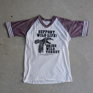 Vintage Wild Turkey 101 Proof Bourbon "Support Wildlife" Single Stitch 1980 Tee